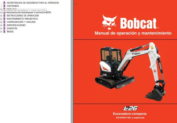Bobcat Excavator E26 Operation Maintenance Manual ES