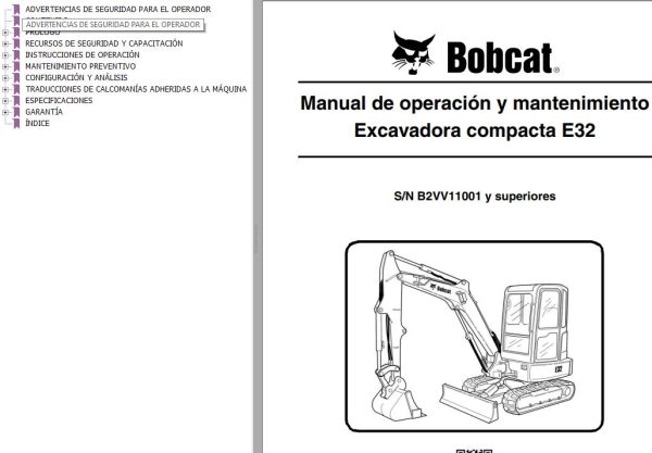 Bobcat Excavator E32 Operation Maintenance Manual ES