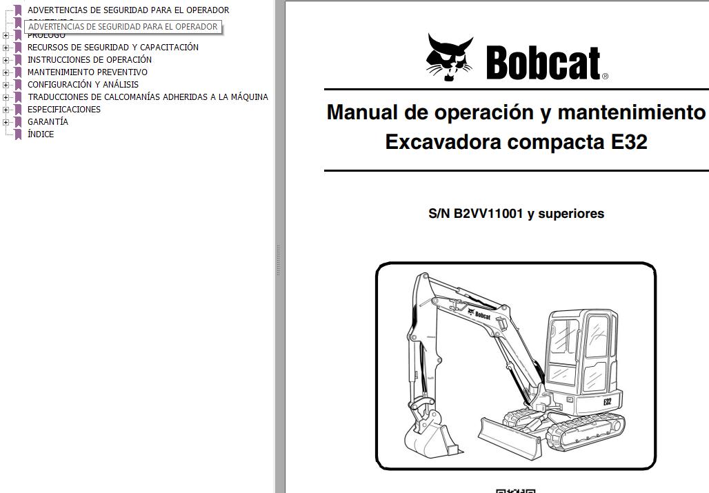 Bobcat Excavator E32 Operation Maintenance Manual ES