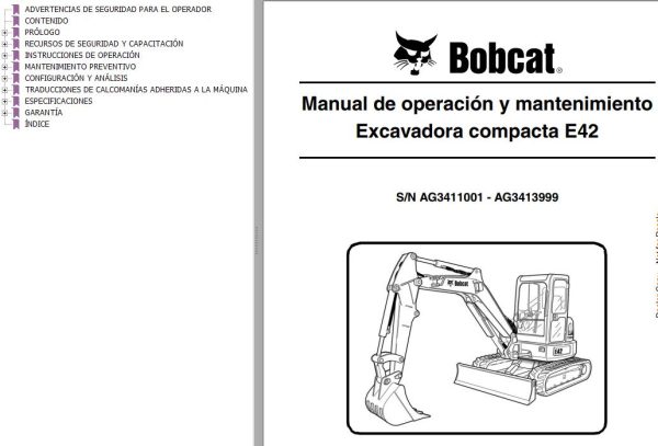 Bobcat Excavator E42 Operation Maintenance Manual ES