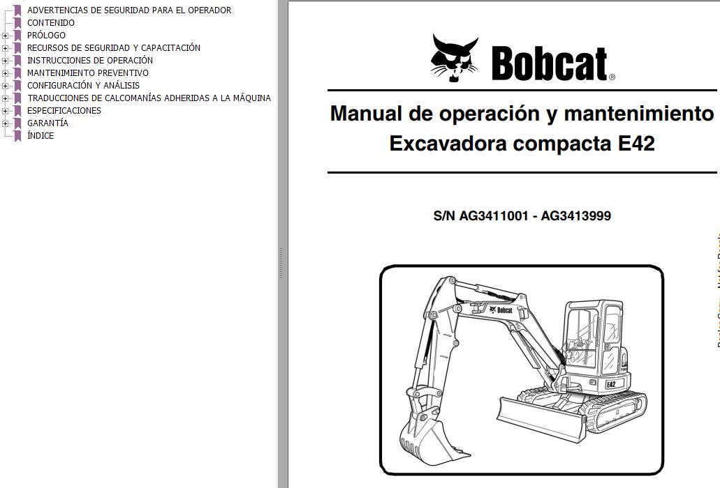 Bobcat Excavator E42 Operation Maintenance Manual ES