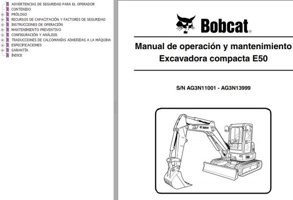 Bobcat Excavator E50 Operation Maintenance Manual ES