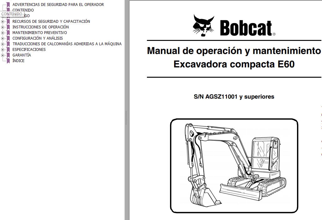 Bobcat Excavator E60 Operation Maintenance Manual ES