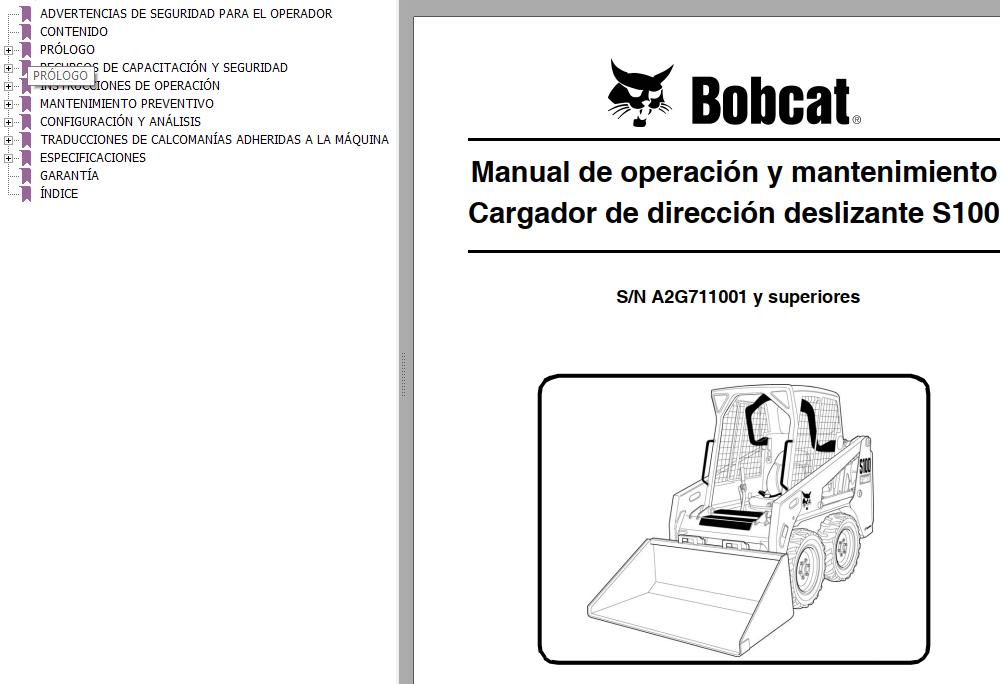 Bobcat Excavator S100 Operation Maintenance Manual ES