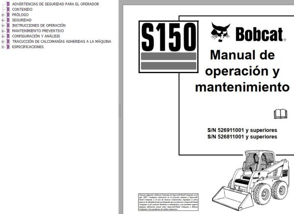 Bobcat Excavator S150 Operation Maintenance Manual ES
