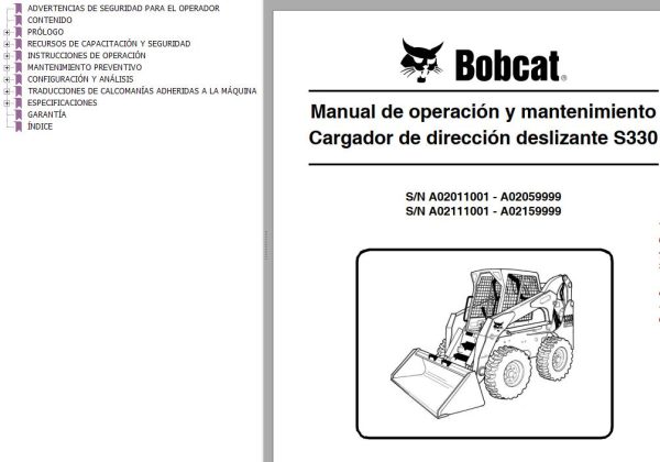 Bobcat Excavator S330 Operation Maintenance Manual ES