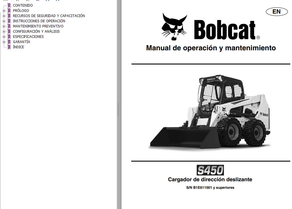 Bobcat Excavator S450 Operation Maintenance Manual ES