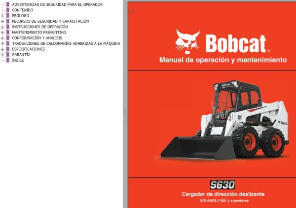 Bobcat Excavator S630 Operation Maintenance Manual ES
