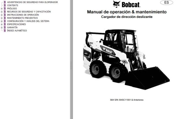 Bobcat Excavator S64 Operation Maintenance Manual 7353046 ES