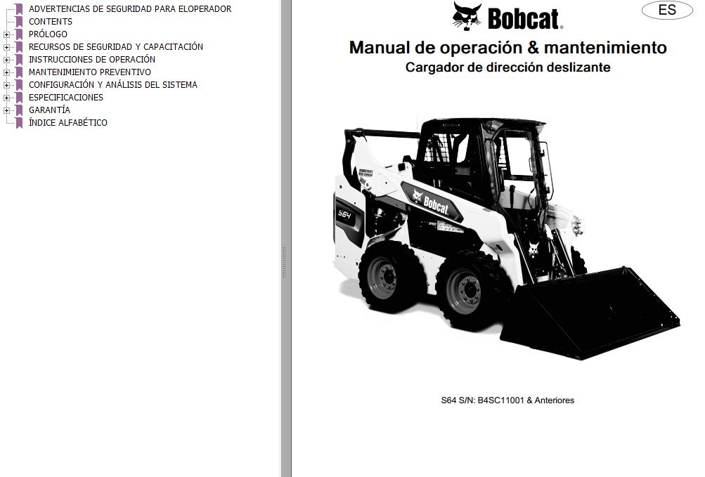Bobcat Excavator S64 Operation Maintenance Manual 7353046 ES