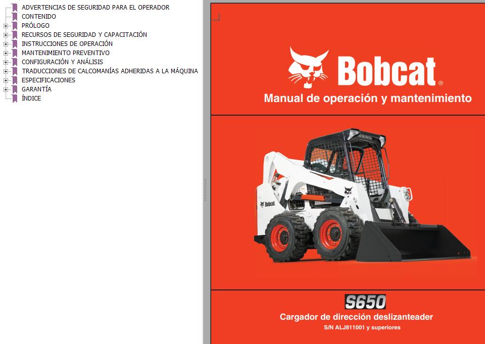 Bobcat Excavator S650 Operation Maintenance Manual ES