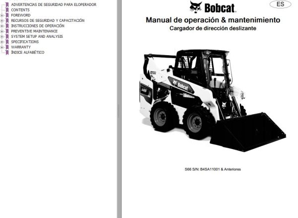 Bobcat Excavator S66 Operation Maintenance Manual 7353043 ES
