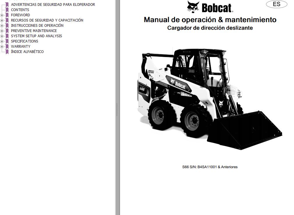 Bobcat Excavator S66 Operation Maintenance Manual 7353043 ES