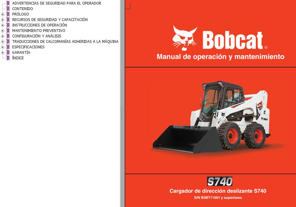 Bobcat Excavator S740 Operation Maintenance Manual 7252362 ES