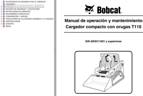 Bobcat Excavator T110 Operation Maintenance Manual 6904978 ES