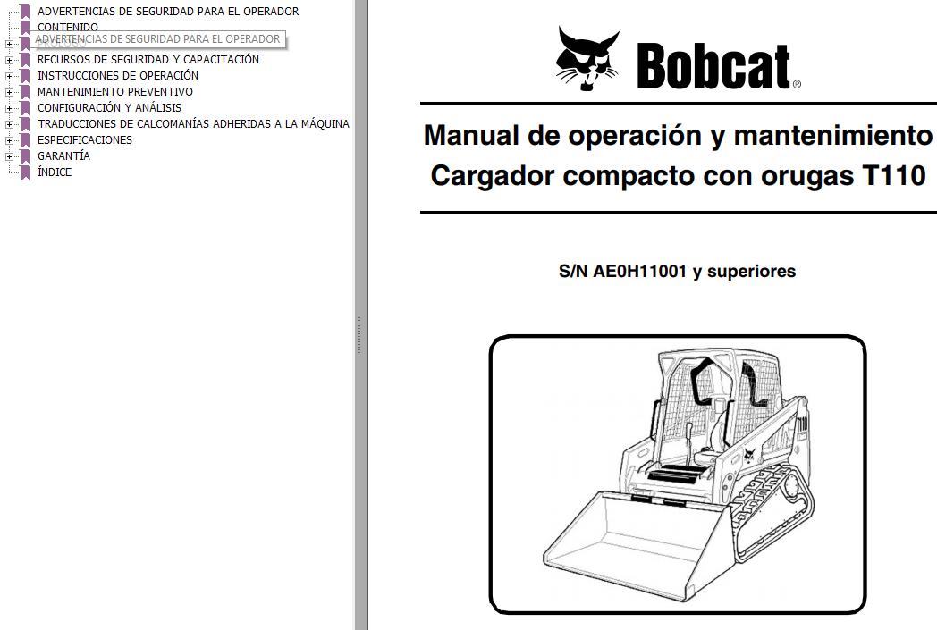 Bobcat Excavator T110 Operation Maintenance Manual 6904978 ES