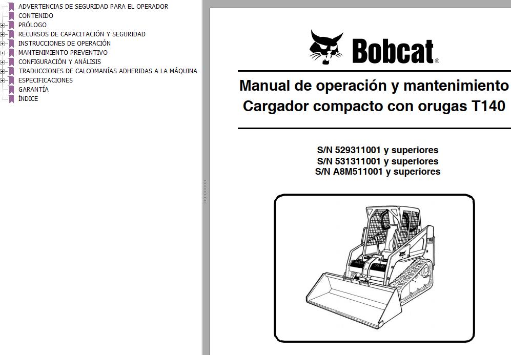 Bobcat Excavator T140 Operation Maintenance Manual ES