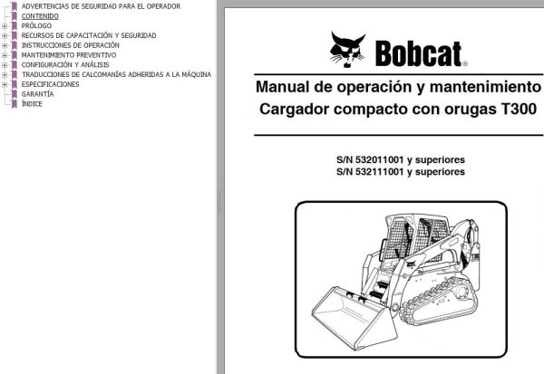 Bobcat Excavator T300 Operation Maintenance Manual ES