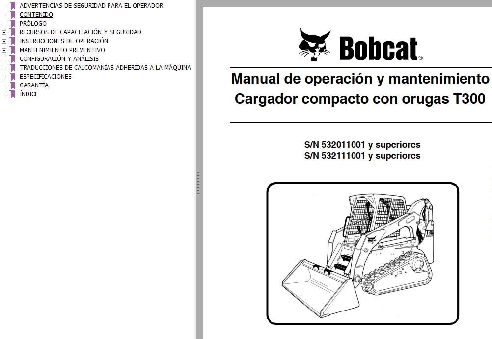 Bobcat Excavator T300 Operation Maintenance Manual ES