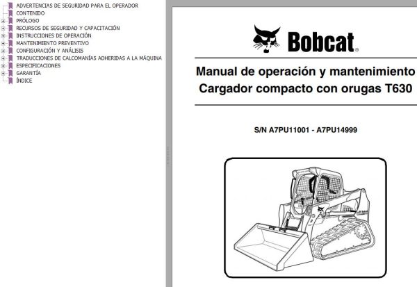 Bobcat Excavator T630 Operation Maintenance Manual ES