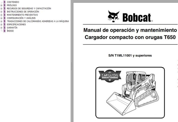 Bobcat Excavator T650 Operation Maintenance Manual ES