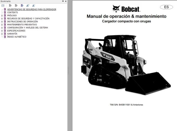 Bobcat Excavator T66 Operation Maintenance Manual 7353049 ES