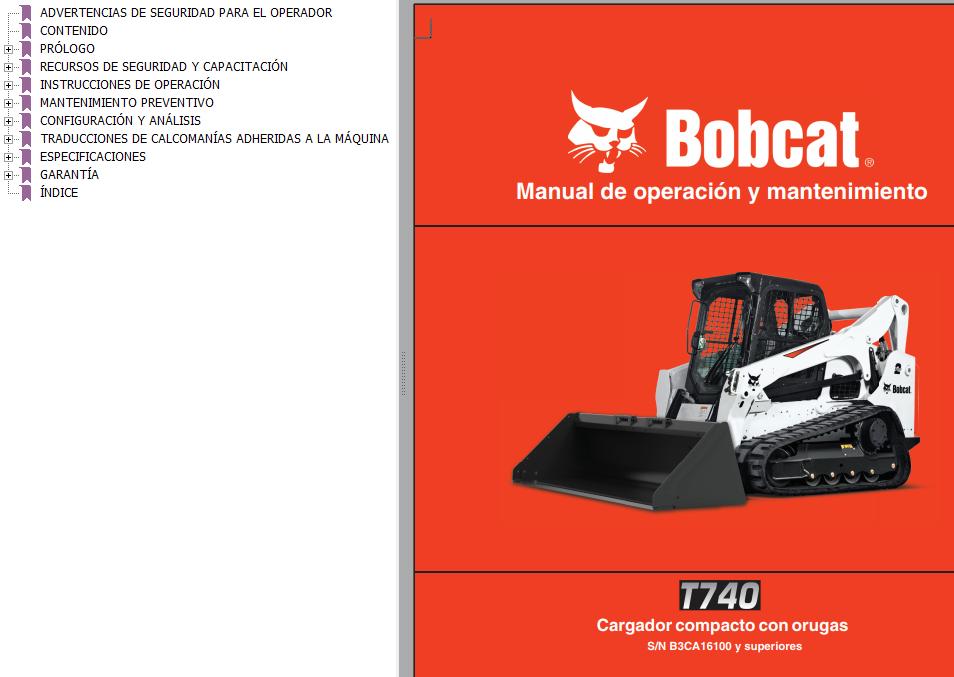 Bobcat Excavator T740 Operation Maintenance Manual ES