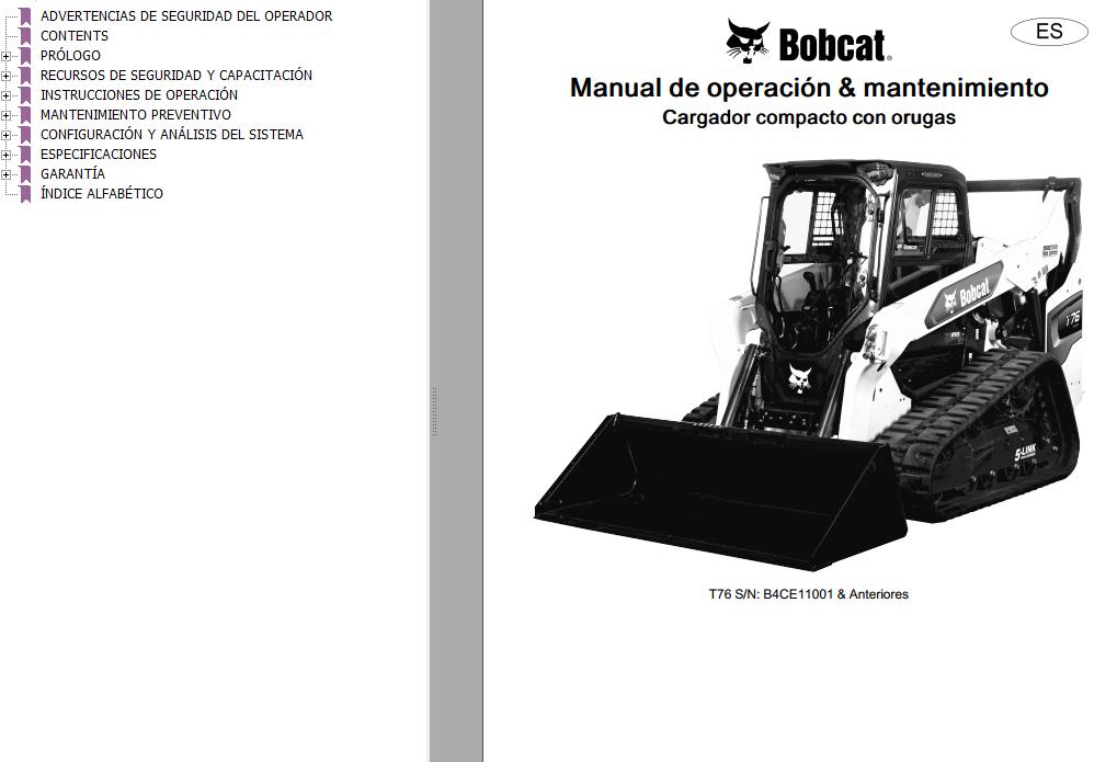 Bobcat Excavator T76 Operation Maintenance Manual 7323983 ES