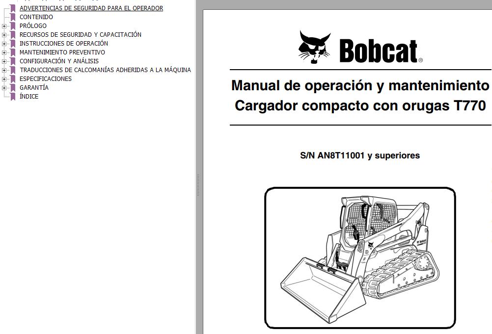 Bobcat Excavator T770 Operation Maintenance Manual ES