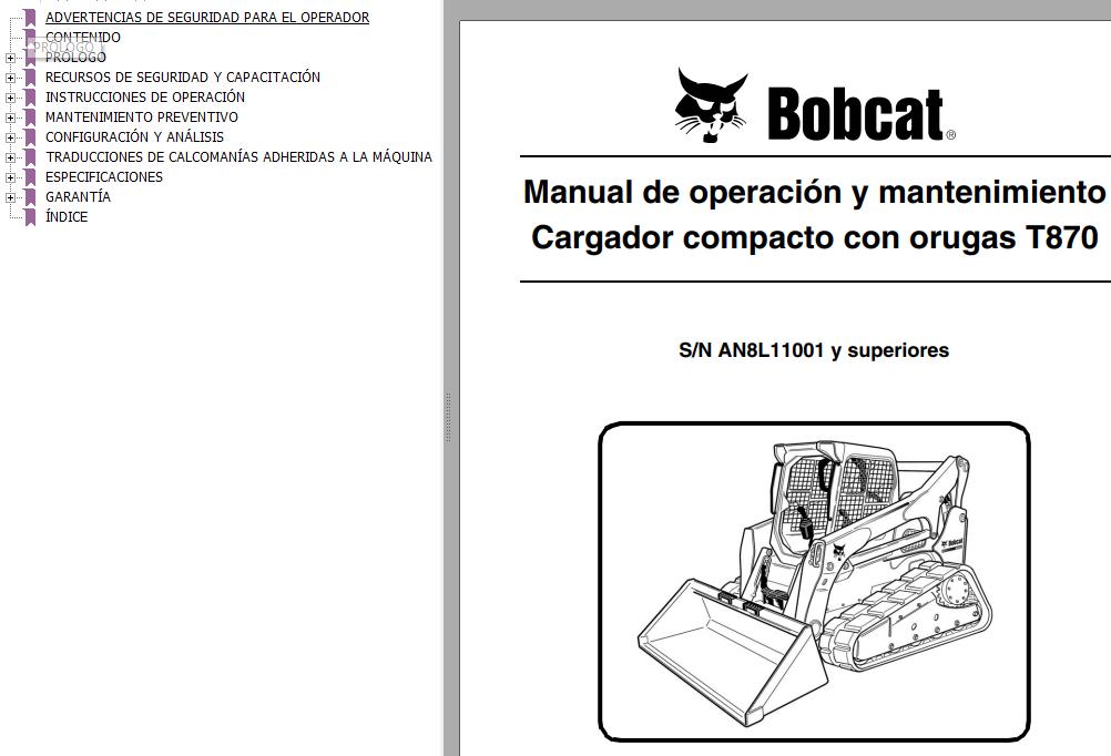 Bobcat Excavator T870 Operation Maintenance Manual ES