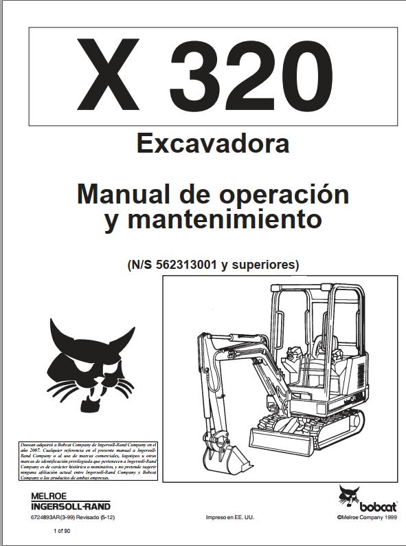Bobcat Excavator X320 Operation Maintenance Manual 6724893 ES