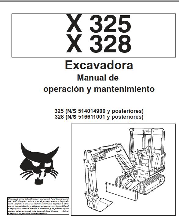 Bobcat Excavator X325 X328 Operation Maintenance Manual 6900556 ES