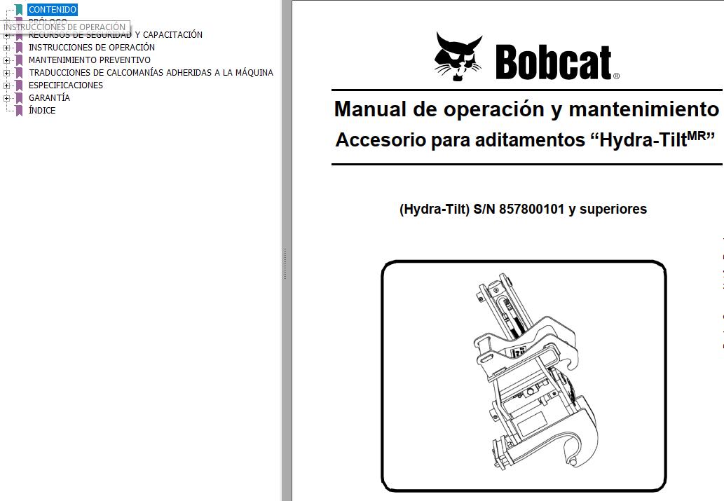 Bobcat Hydra Tilt Operation Maintenance Manual 6901173 ES