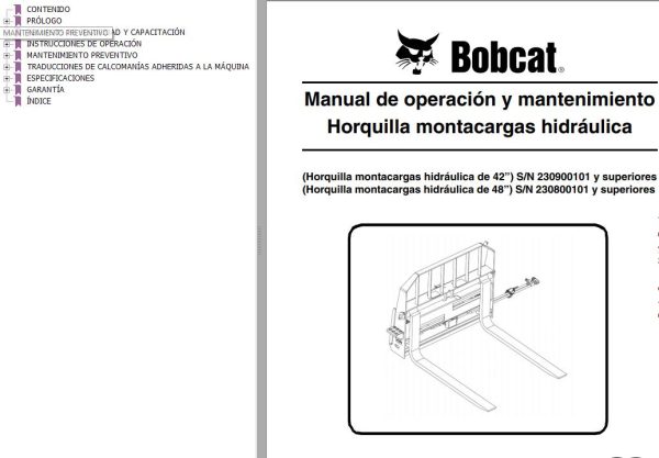 Bobcat Hydraulic Forklift Operation Maintenance Manual 6900867 ES