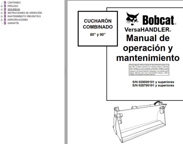 Bobcat Ladle Combined 80 90 Operation Maintenance Manual 6901384 ES