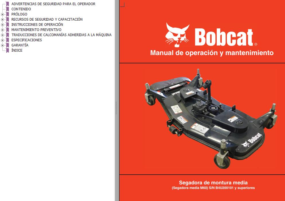 Bobcat Mid Mount Mower Operation Maintenance Manual 7376995 ES