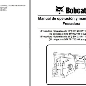 Bobcat Milling Machine 18 24 Operation Maintenance Manual 6900636 ES