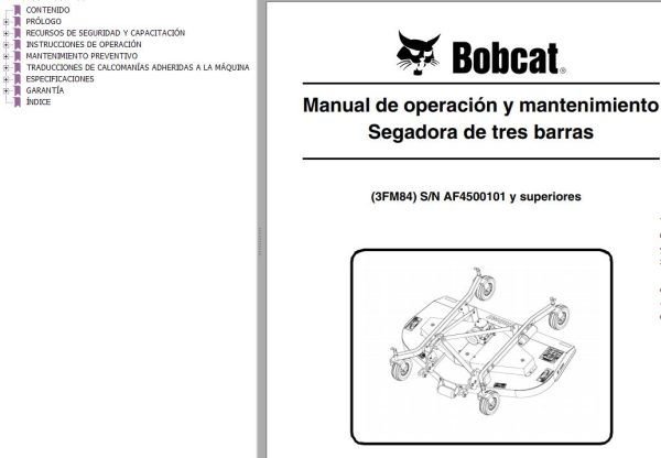 Bobcat Mower 3FM84 Operation Maintenance Manual 6987244 ES