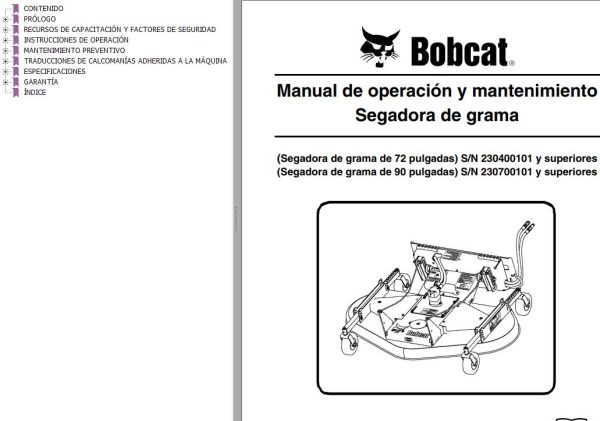 Bobcat Mower 72 90 Operation Maintenance Manual ES