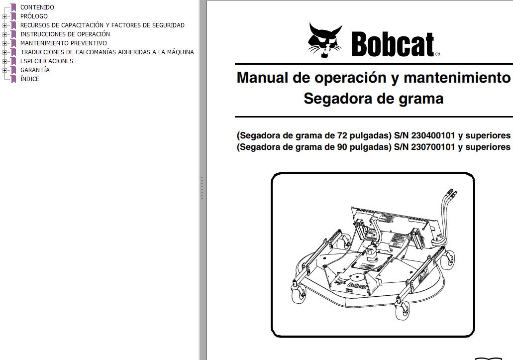 Bobcat Mower 72 90 Operation Maintenance Manual ES