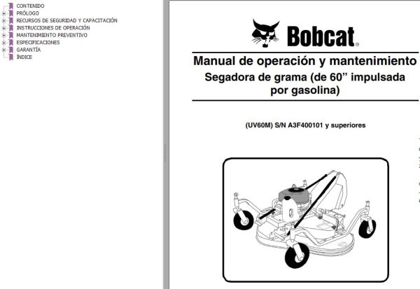 Bobcat Mower UV60M Operation Maintenance Manual 6904729 ES