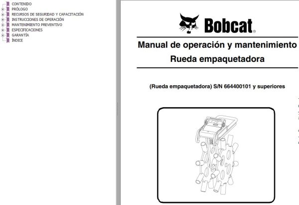 Bobcat Packer Wheel Operation Maintenance Manual 6901178 ES