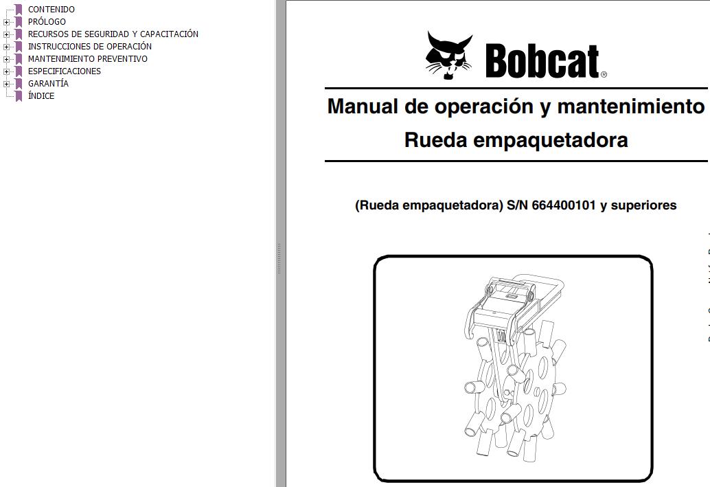 Bobcat Packer Wheel Operation Maintenance Manual 6901178 ES