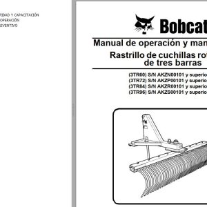 Bobcat Rake Tine 3TR60 3TR72 3TR84 3TR96 Operation Maintenance Manual 6989536 ES