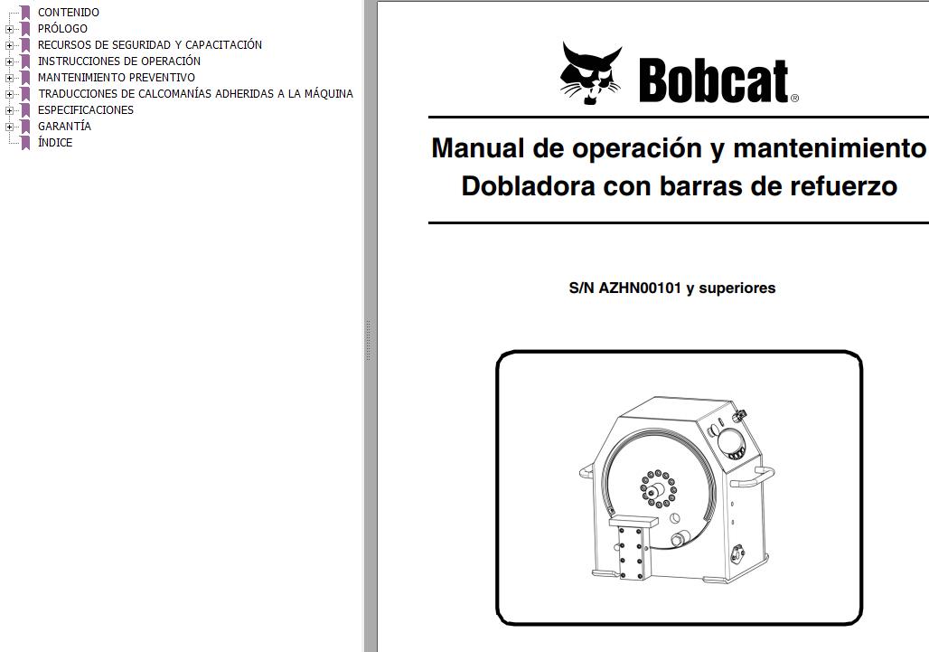 Bobcat Rebar Bender Operation Maintenance Manual 6990430 ES