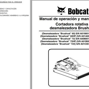 Bobcat Rotary Cutter 60 60HF 72 72HF 72X Operation Maintenance Manual 6904279 ES