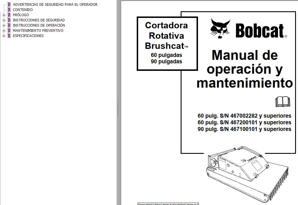 Bobcat Rotary Cutter 60 90 Operation Maintenance Manual 6901939 ES