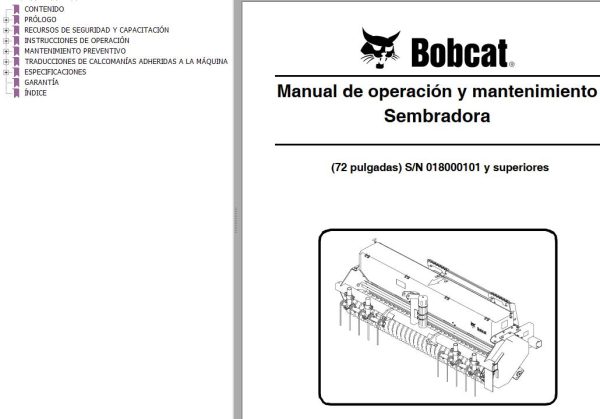 Bobcat Seeder 72 Operation Maintenance Manual 6903157 ES