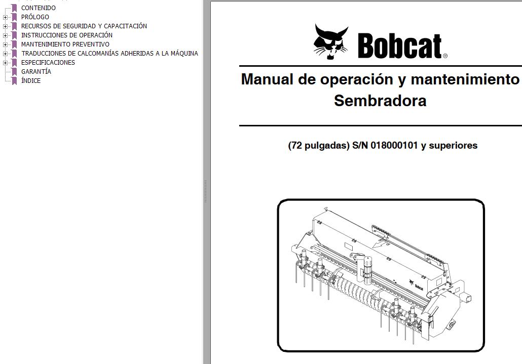Bobcat Seeder 72 Operation Maintenance Manual 6903157 ES