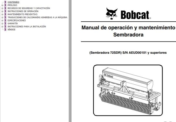 Bobcat Seeder 72SDR Operation Maintenance Manual 6987212 ES